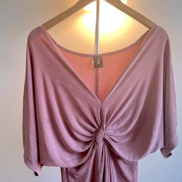 Classy Dusty Pink stretchy mid-length dress - Picture 2 of 6